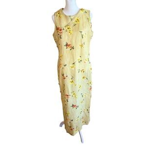 Vintage High Drama floral yellow dress size 6